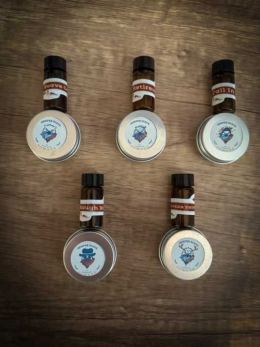 Beard Oil and Pomade/Beard Balm Sampler Pack- 5 Scents to try